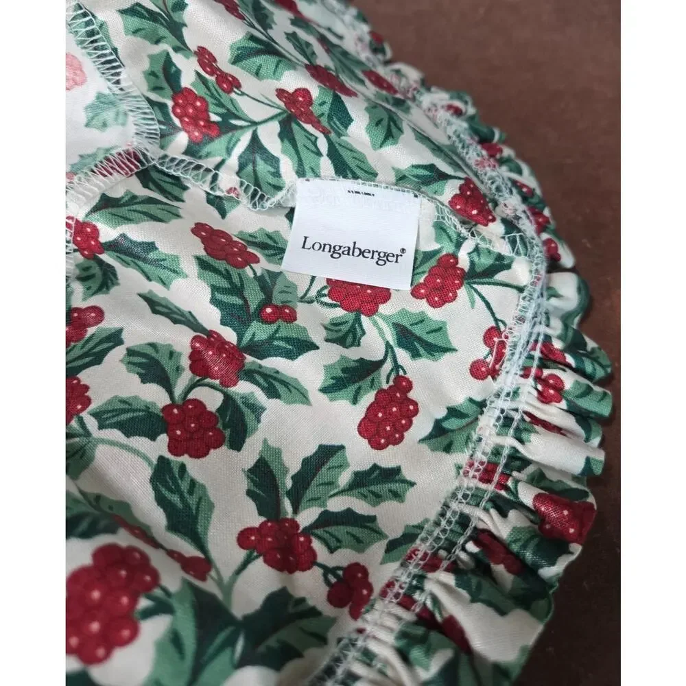 Vtg 1999 Longaberger Christmas Collection Popcorn Basket Combo w Holly Liner etc